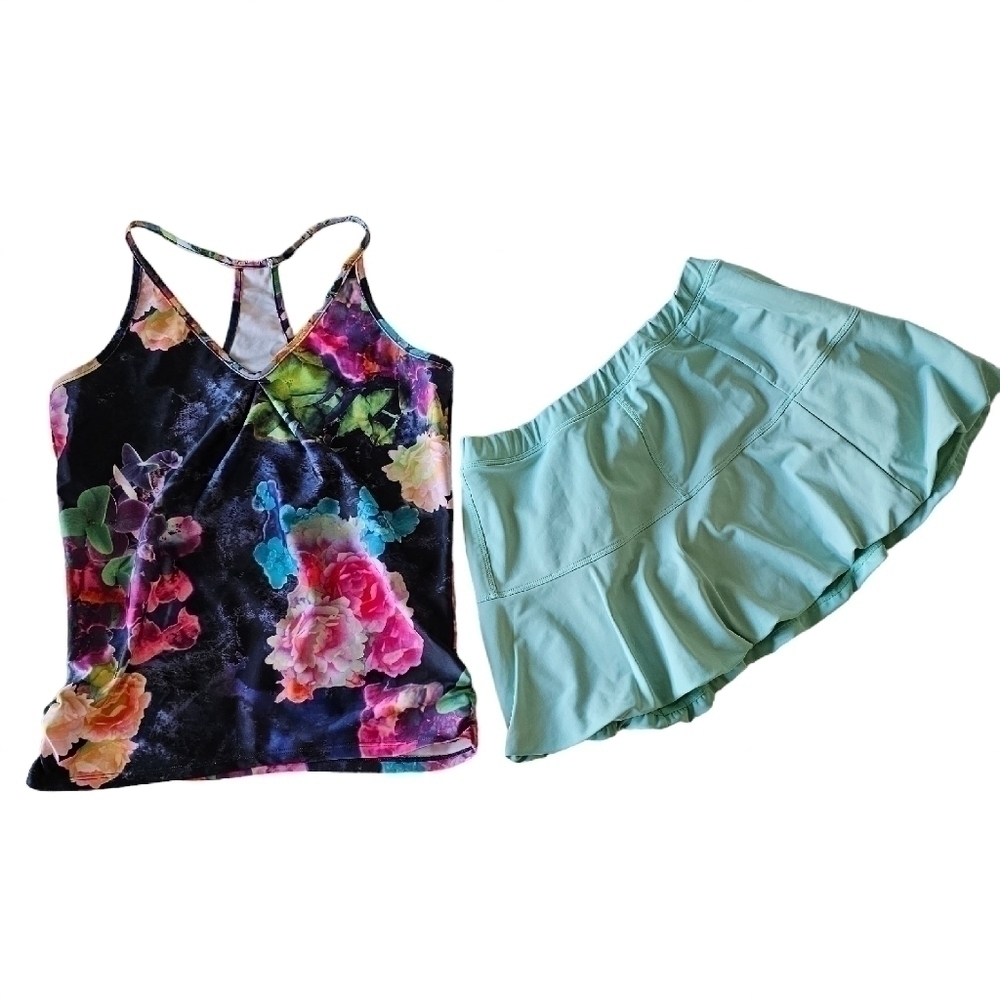 Harley La France Two Piece floral Tennis Set S Top M Skort